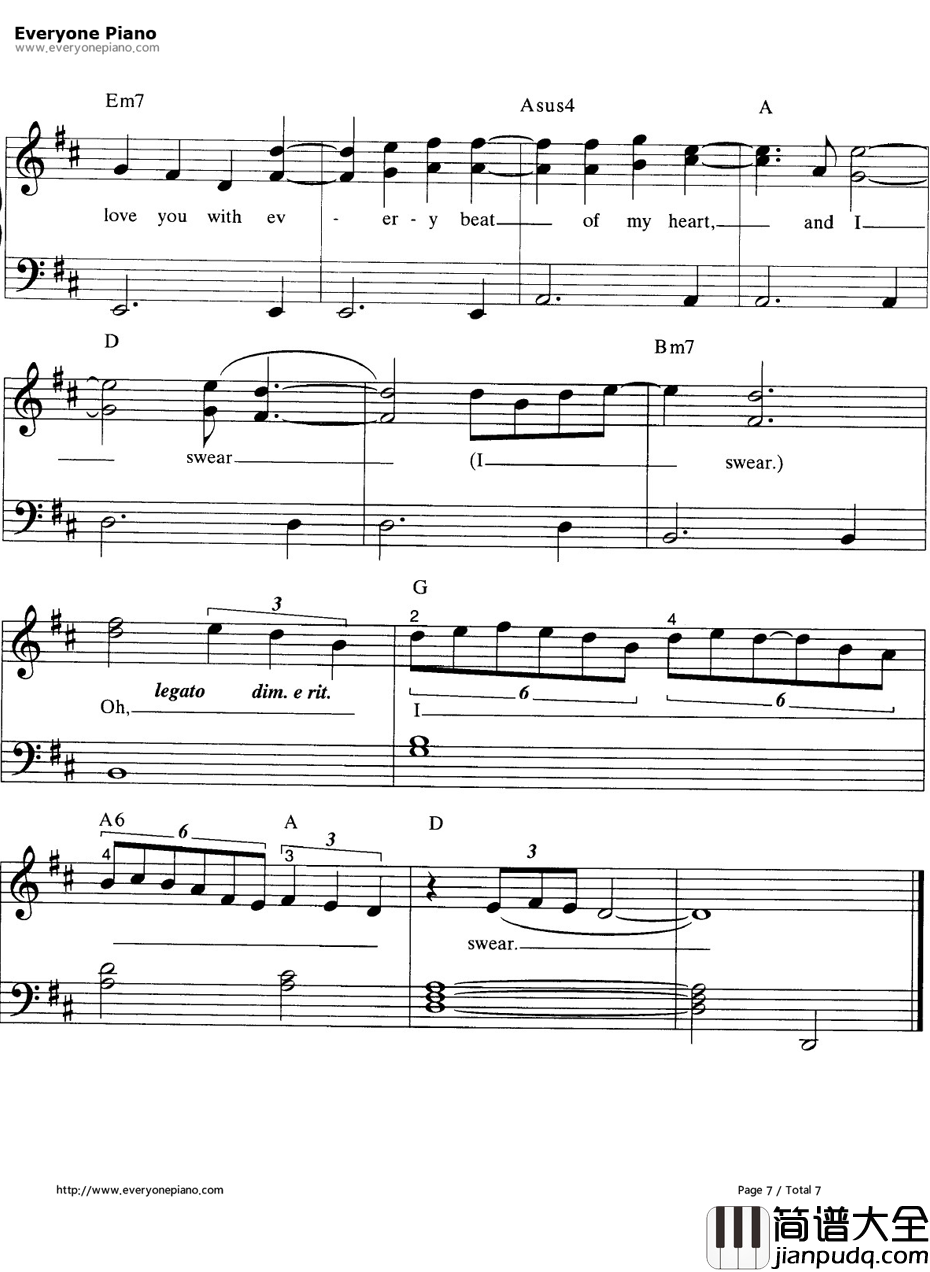 I_Swear钢琴谱_All_4_One