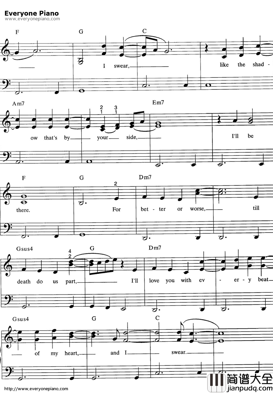 I_Swear钢琴谱_All_4_One