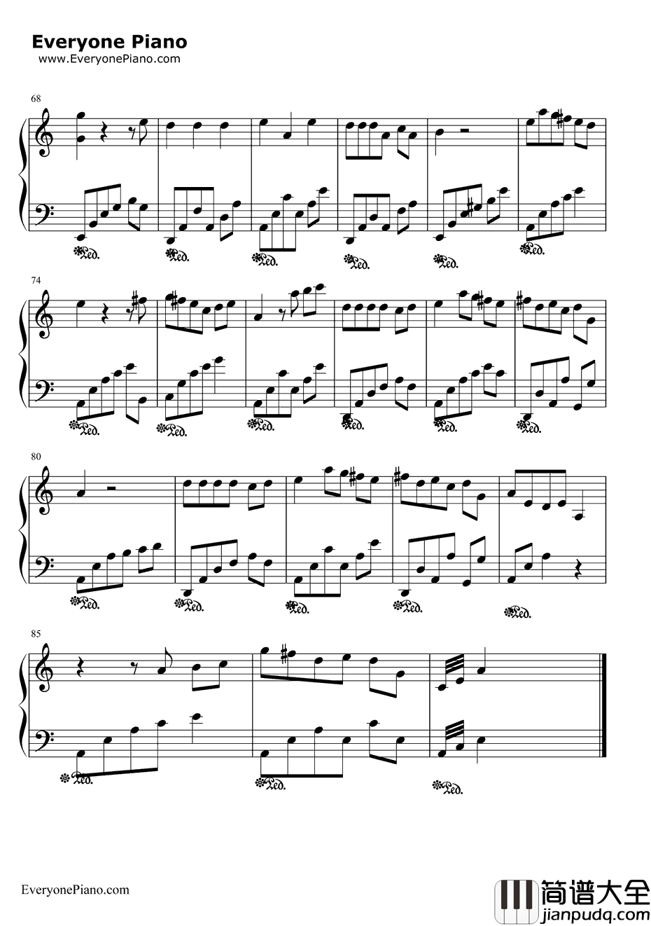 滚滚红尘钢琴谱_陈淑桦_滚滚红尘主题曲