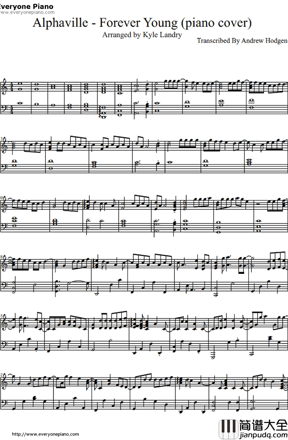 Forever_Young钢琴谱_Alphaville
