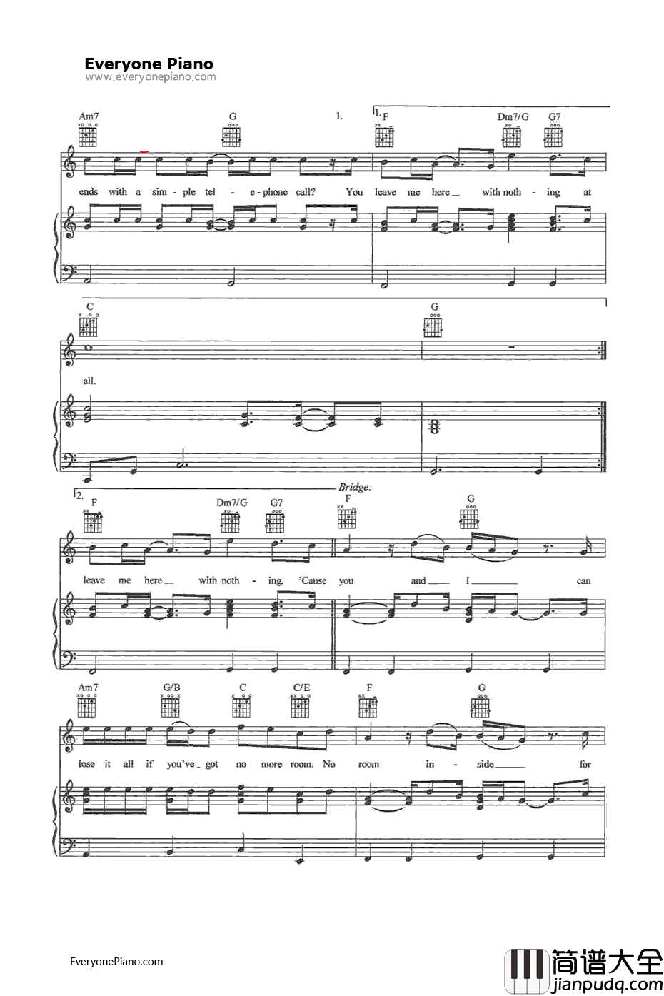 All_or_Nothing钢琴谱_O_Town