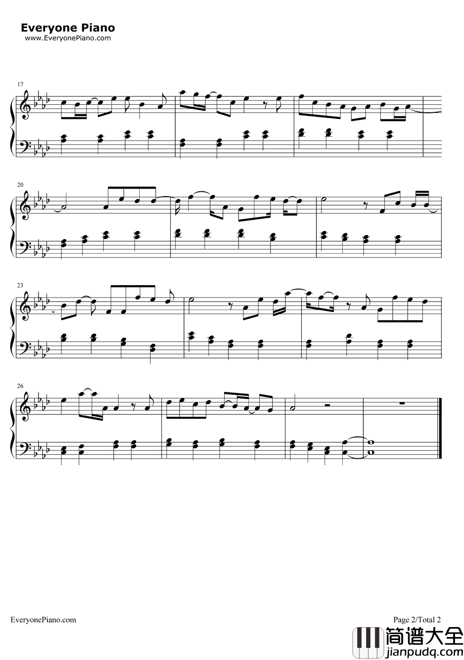 离开以后钢琴谱_丁浩然