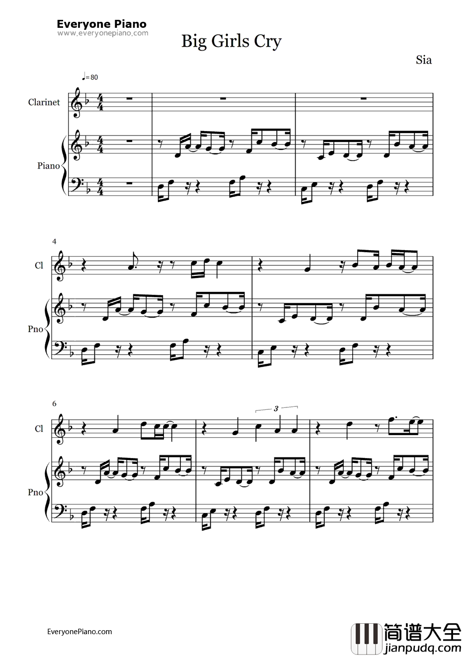 Big_Girls_Cry钢琴谱_Sia