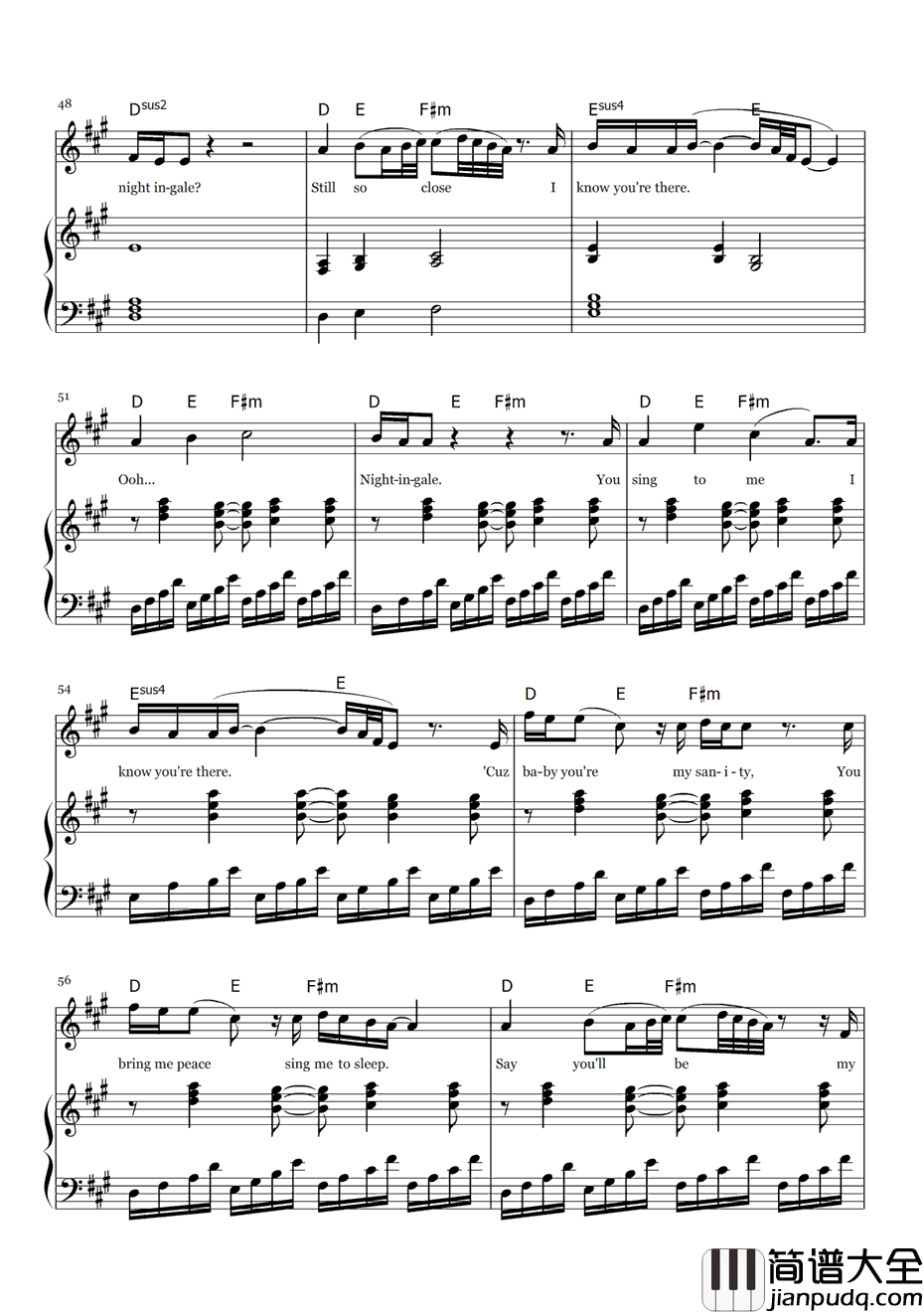 Nightingale钢琴谱_DemiLovato