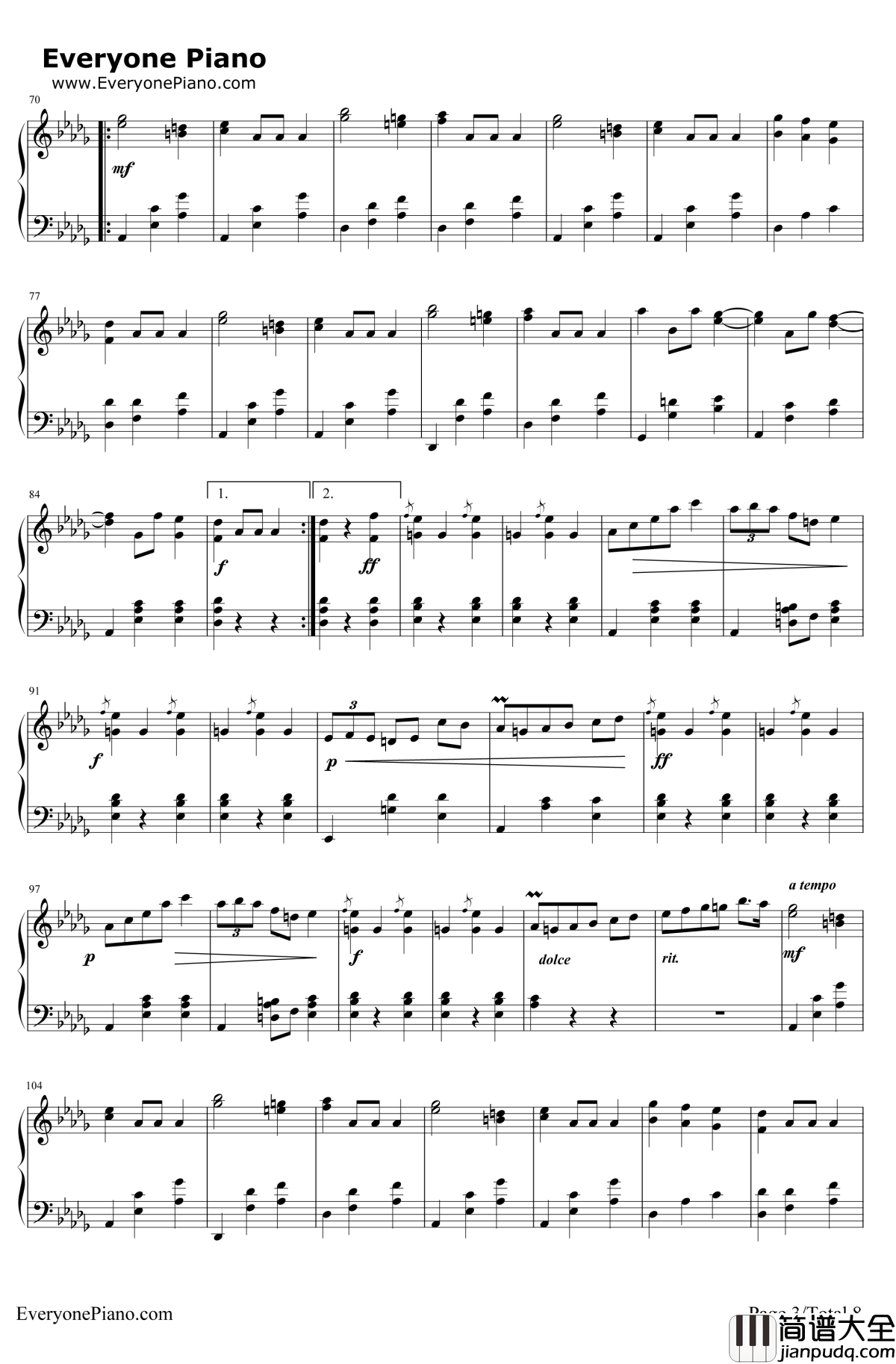 华丽大圆舞曲钢琴谱_肖邦