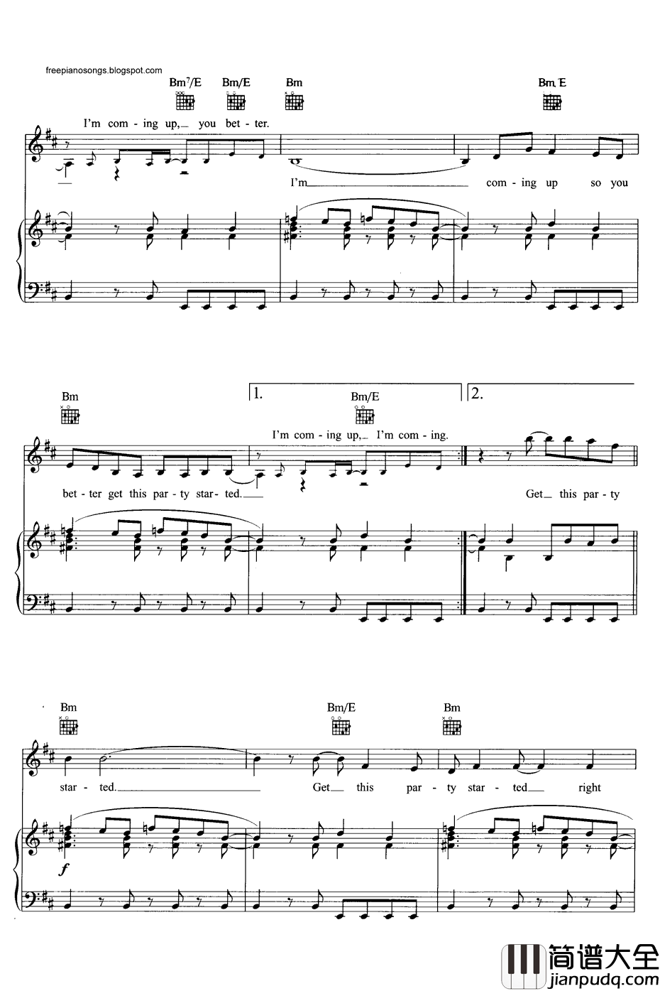 Get_the_Party_Started钢琴谱_Pink_Pink