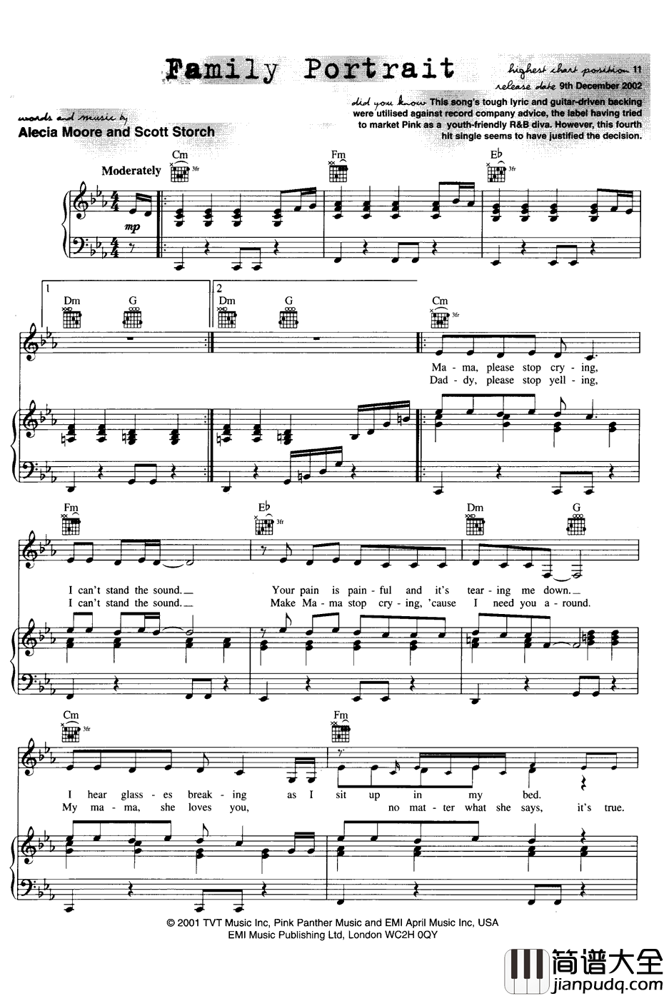 Family_Portrait钢琴谱_Pink