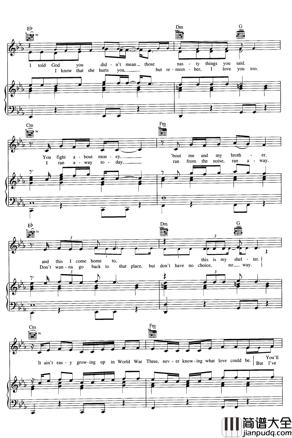 Family_Portrait钢琴谱_Pink