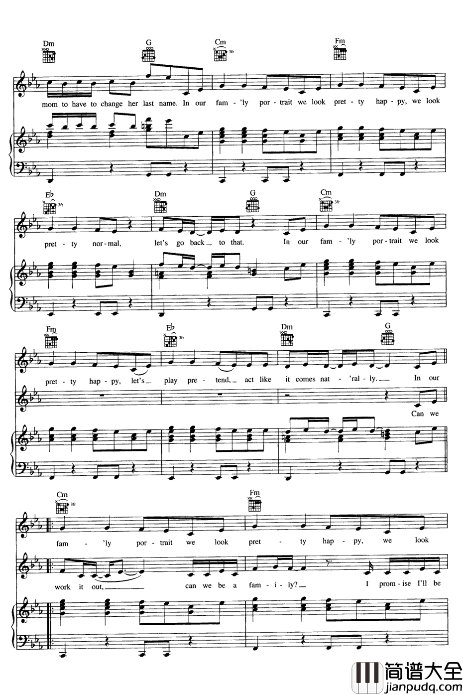 Family_Portrait钢琴谱_Pink