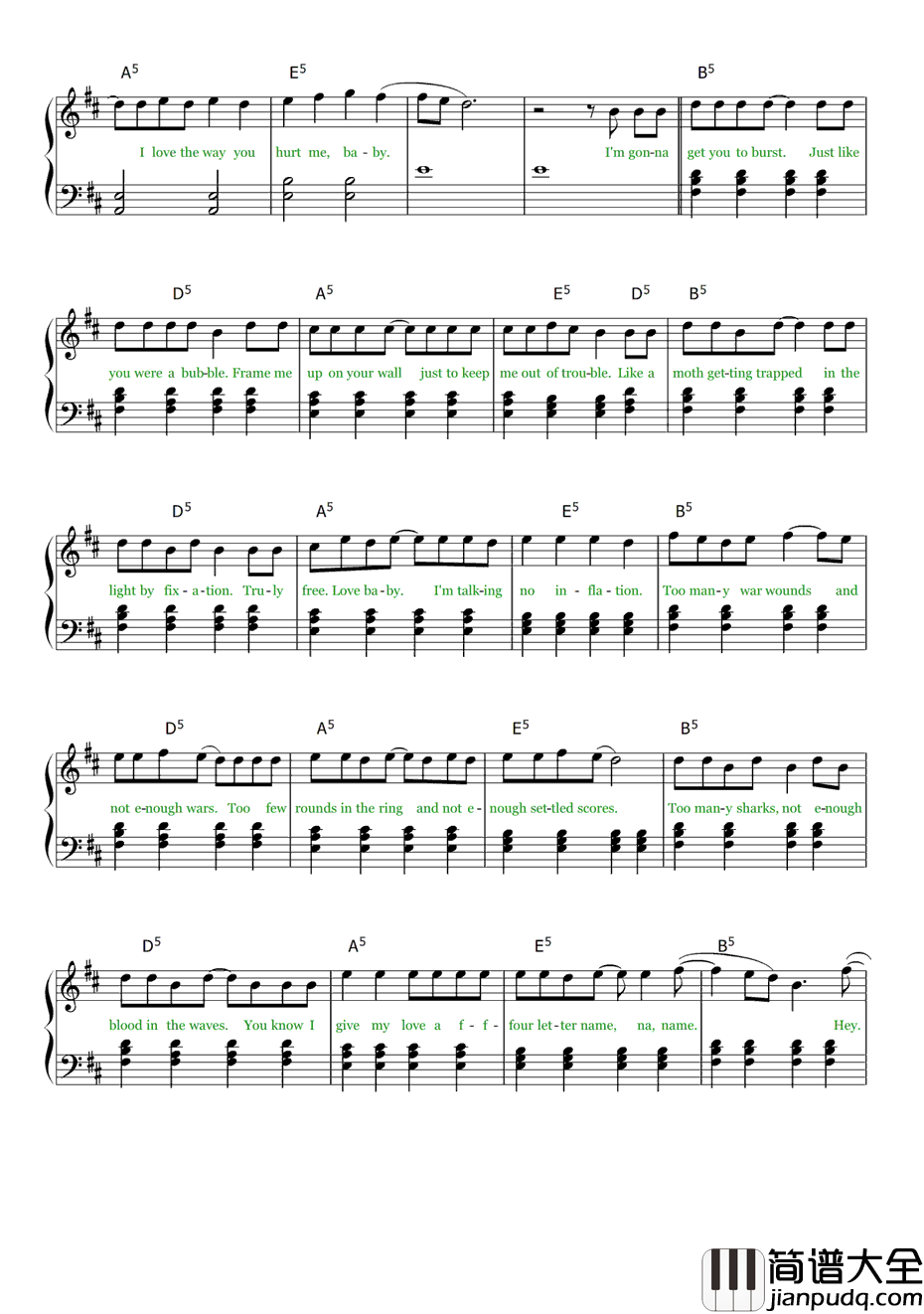 Irresistible钢琴谱_FallOutBoy