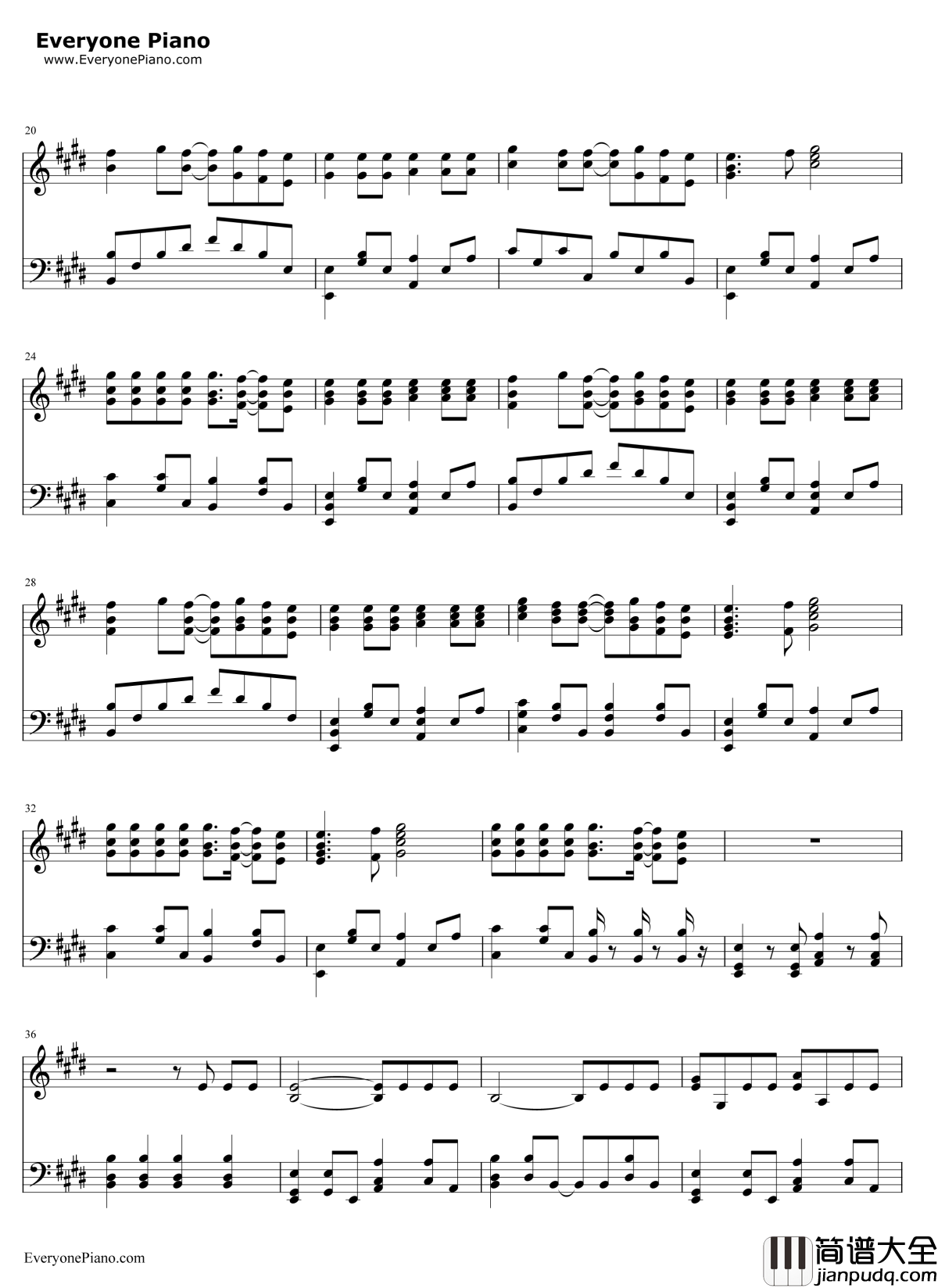 WhatMakesYouBeautiful钢琴谱_OneDirection