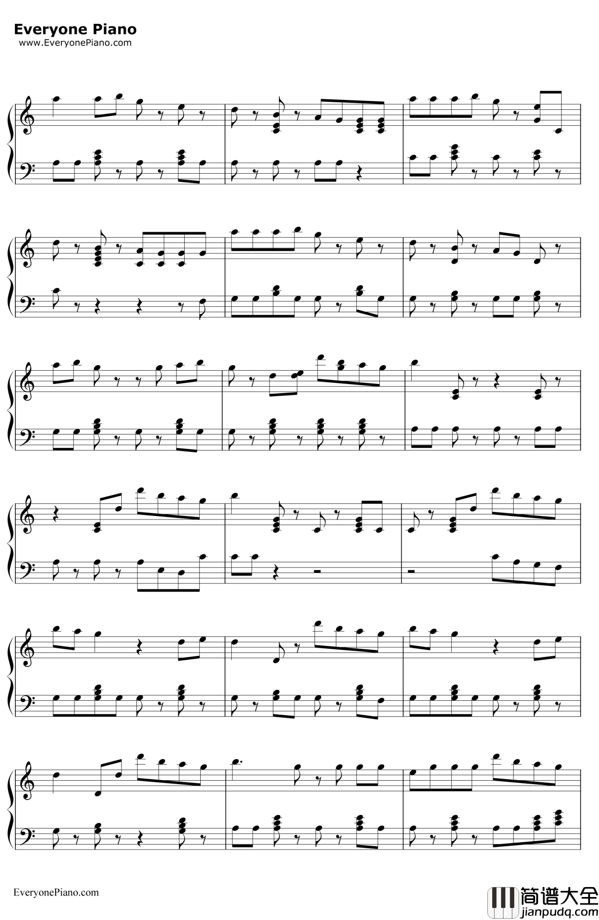 ShakeItOff钢琴谱_TaylorSwift