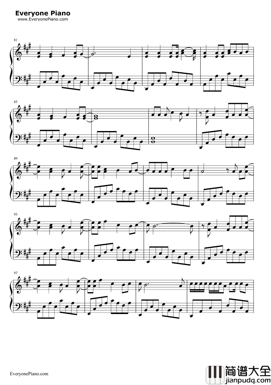 Pompeii完整版钢琴谱_Bastille