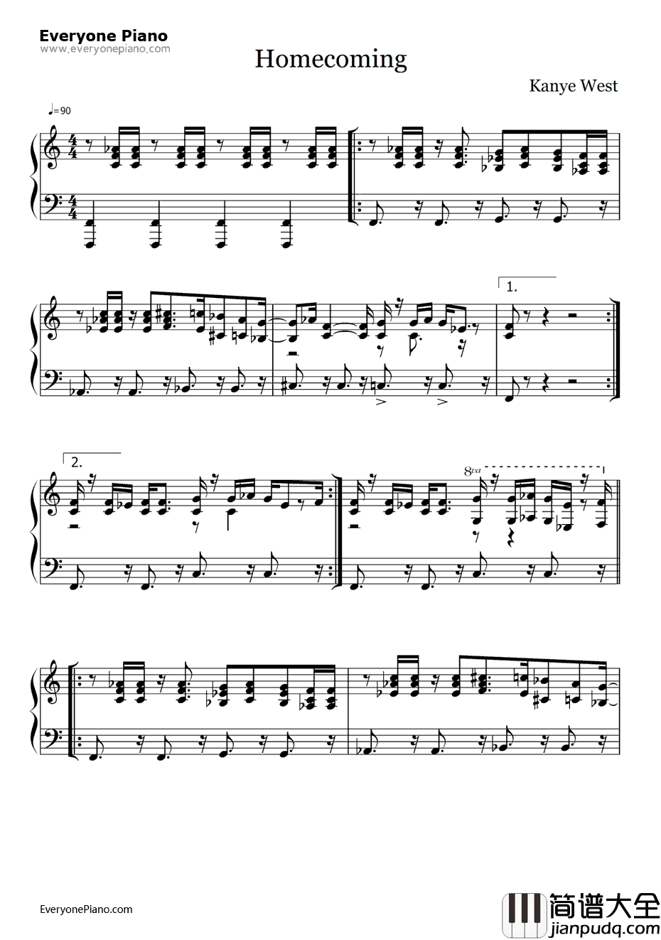 Homecoming钢琴谱_KanyeWest