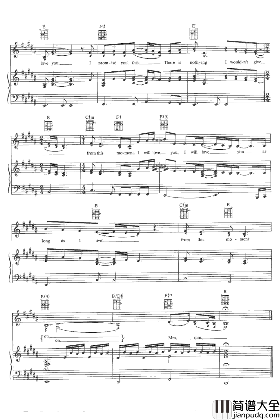 FromThisMomentOn钢琴谱_ShaniaTwain