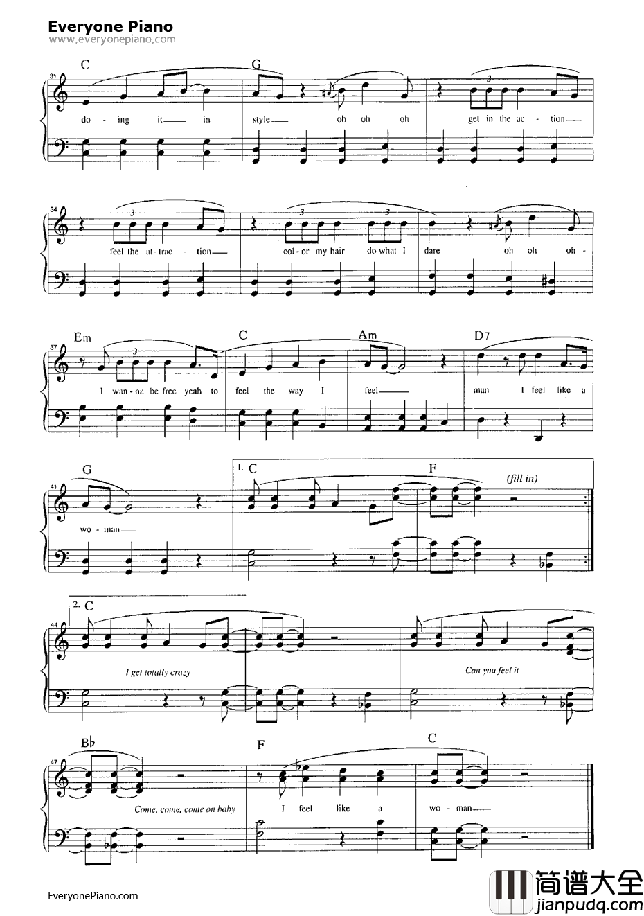 ManIFeelLikeaWoman钢琴谱_ShaniaTwain