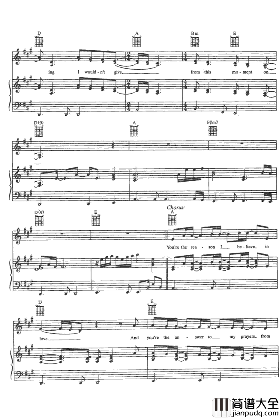 FromThisMomentOn钢琴谱_ShaniaTwain