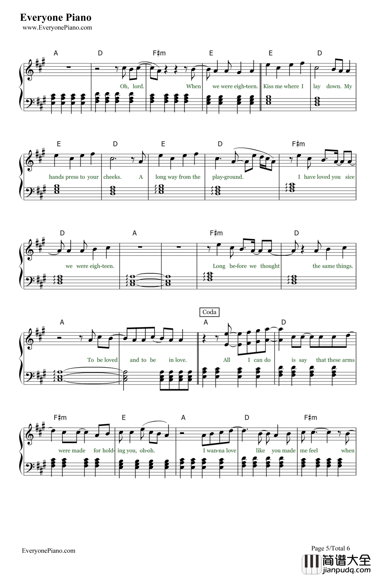 18钢琴谱_OneDirection