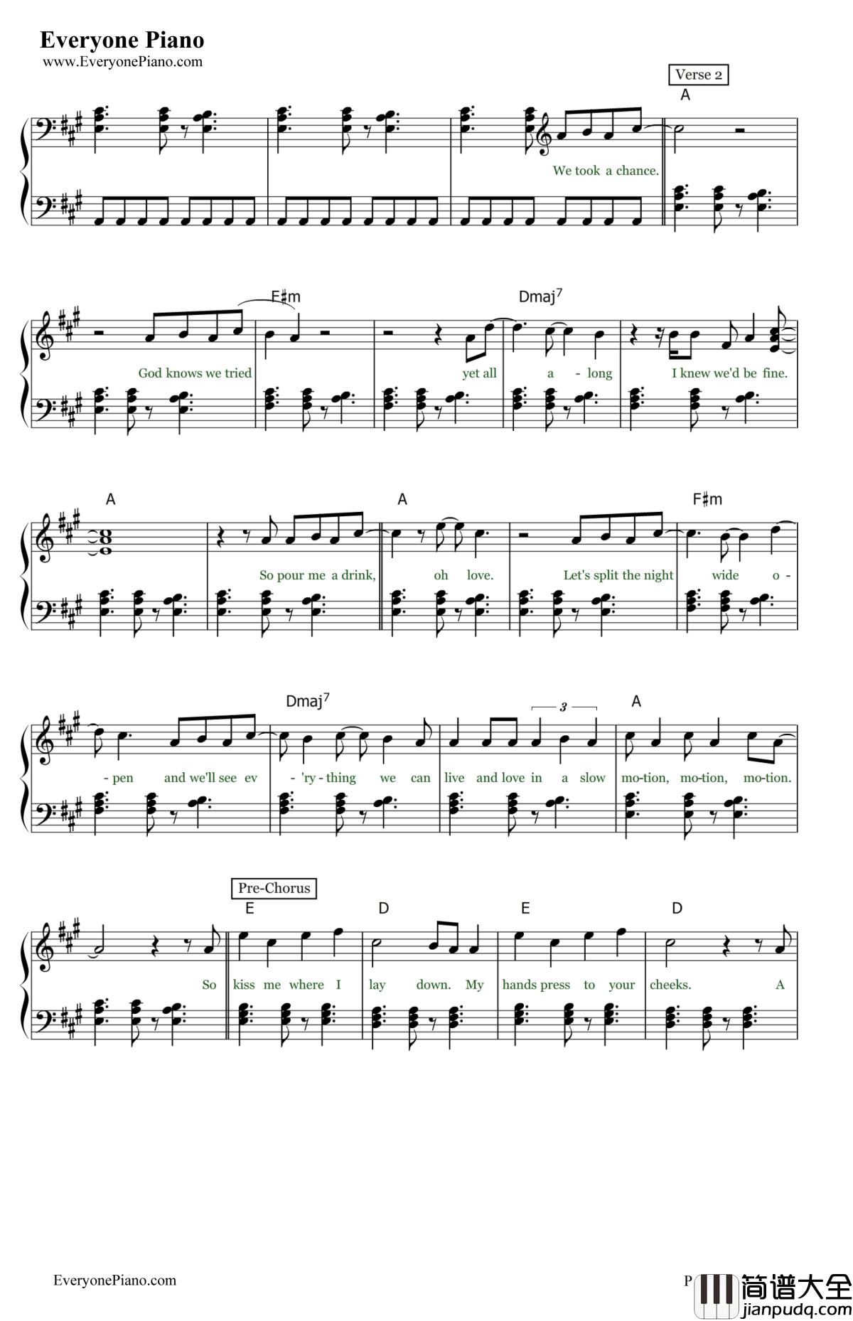 18钢琴谱_OneDirection