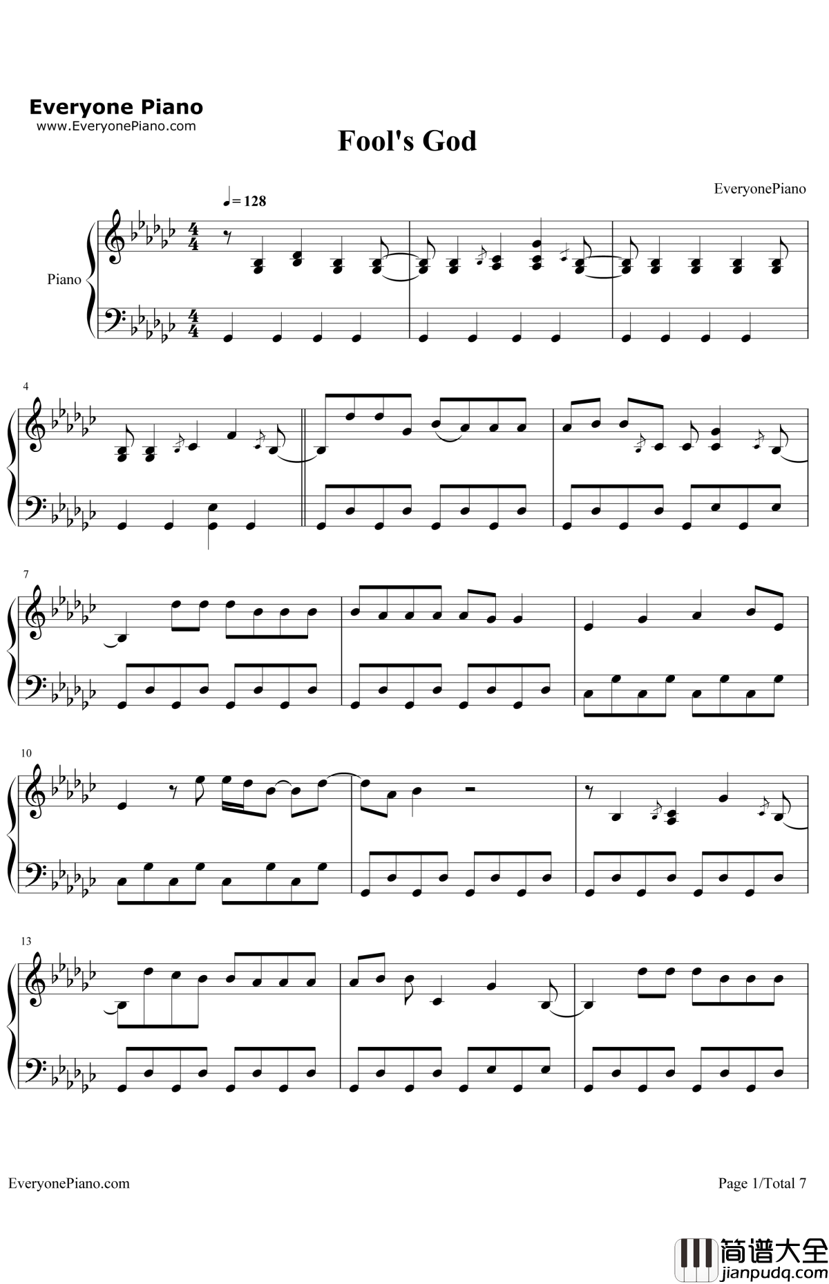 Fool'sGold钢琴谱_OneDirection