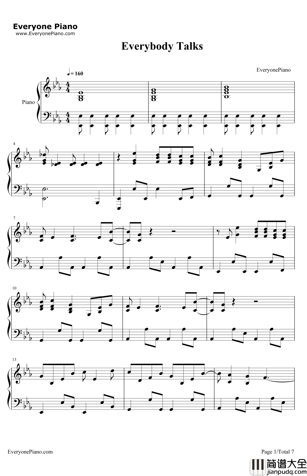 EverybodyTalks钢琴谱_NeonTrees