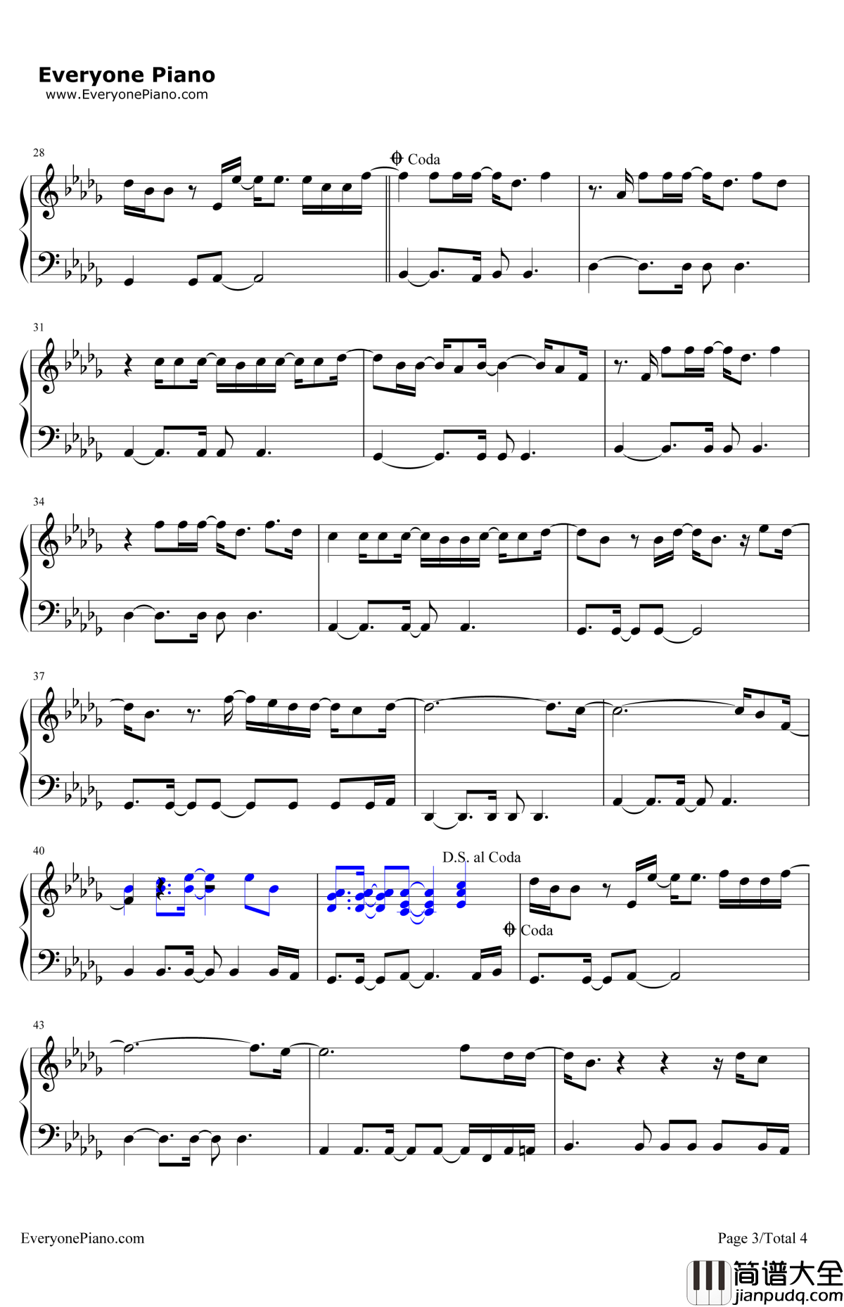 HereWithoutYou钢琴谱_3DoorsDown