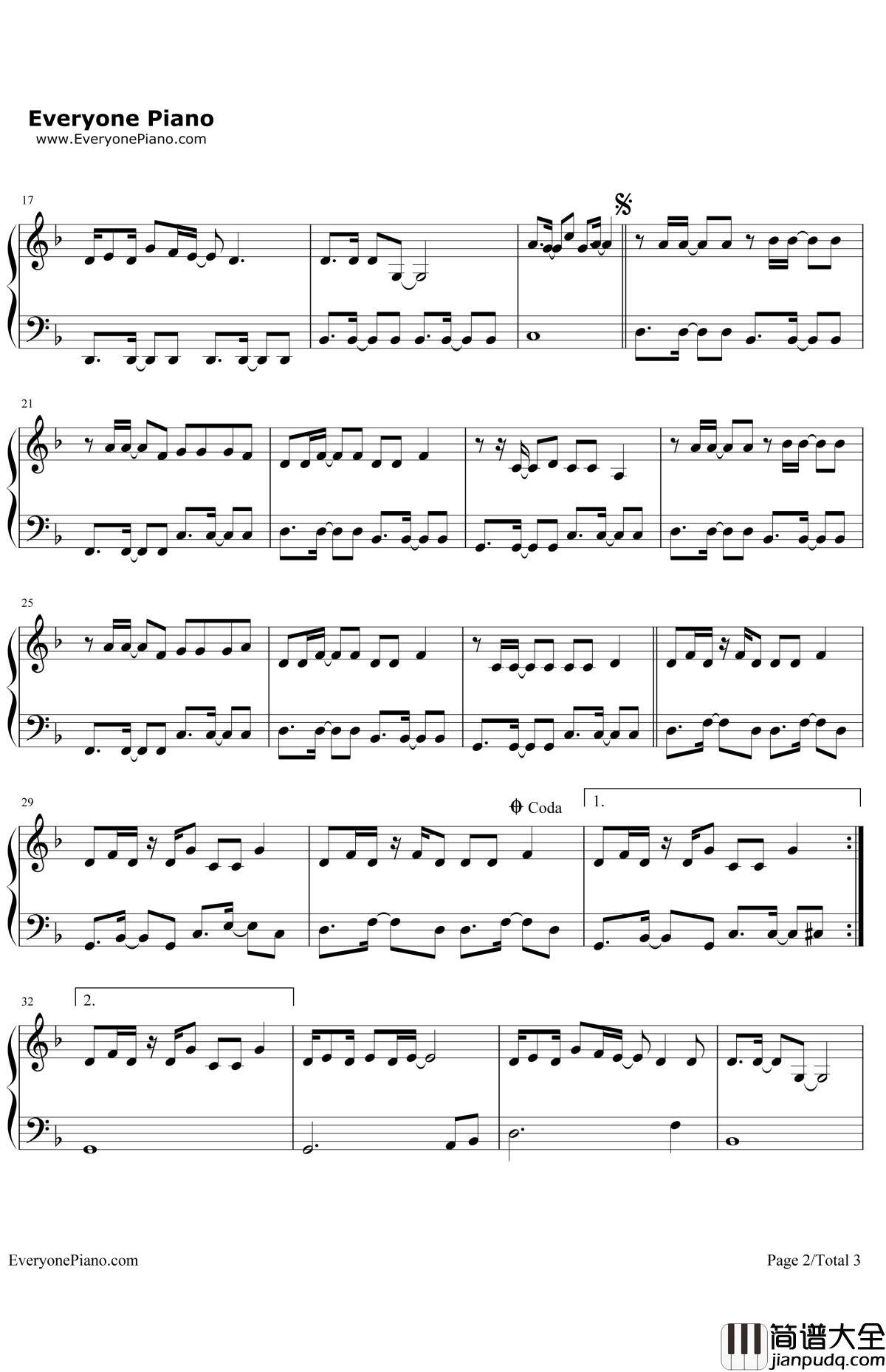 WheneverWherever钢琴谱_Shakira