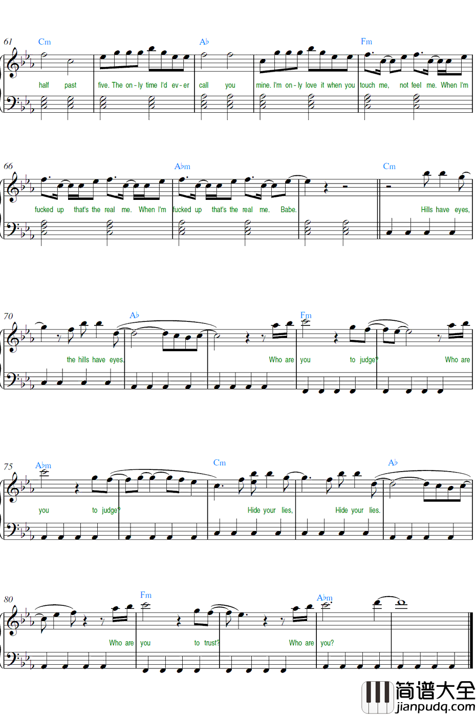 TheHills钢琴谱_TheWeeknd