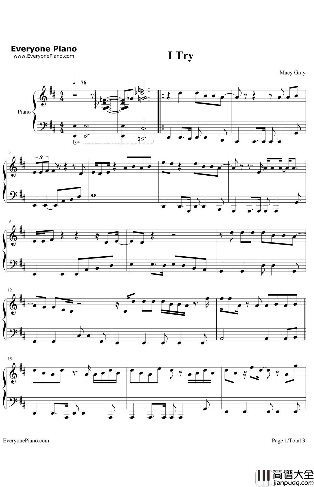 ITry钢琴谱_MacyGray