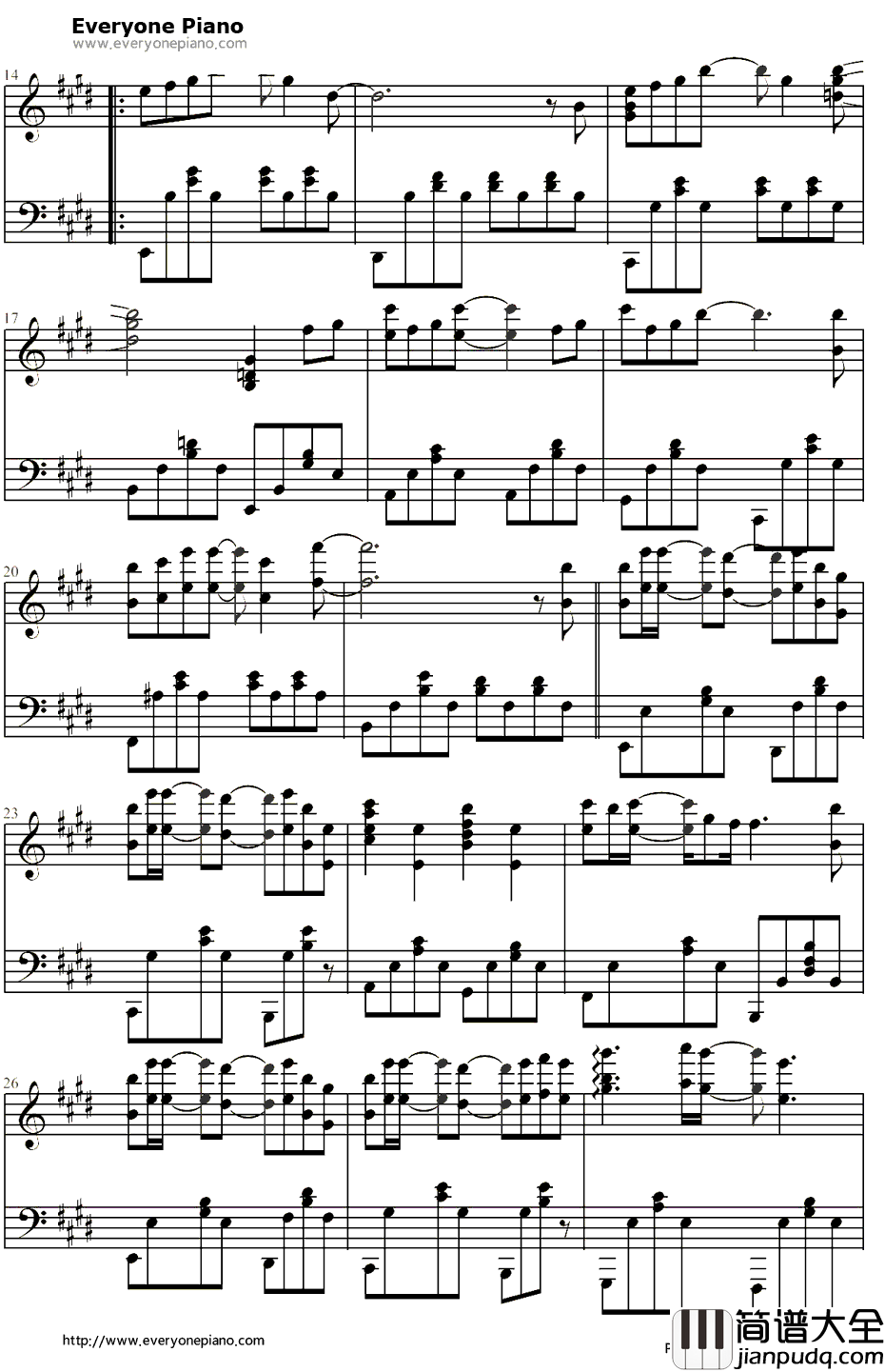 我们的明天钢琴谱_鹿晗_重返20岁主题曲