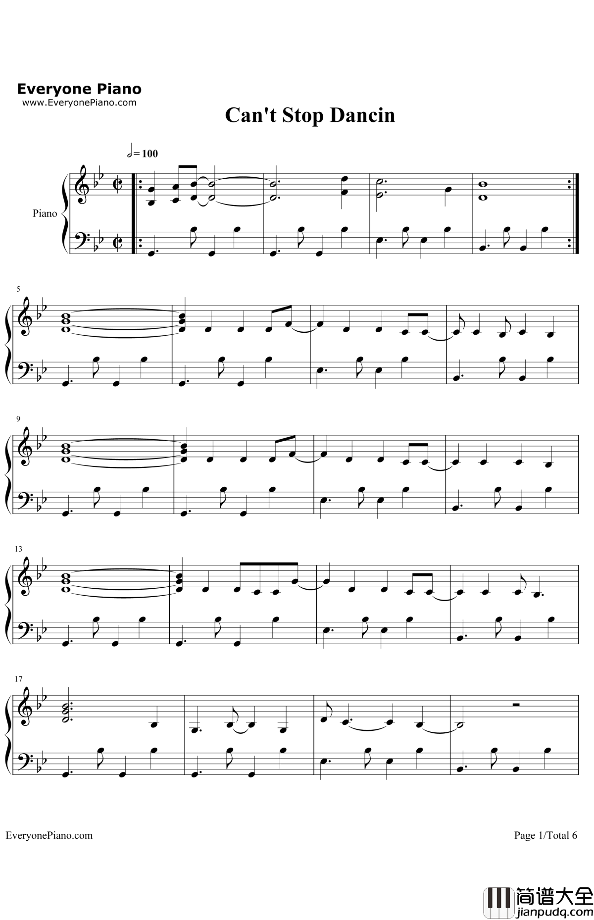 Can'tStopDancin'钢琴谱_BeckyG
