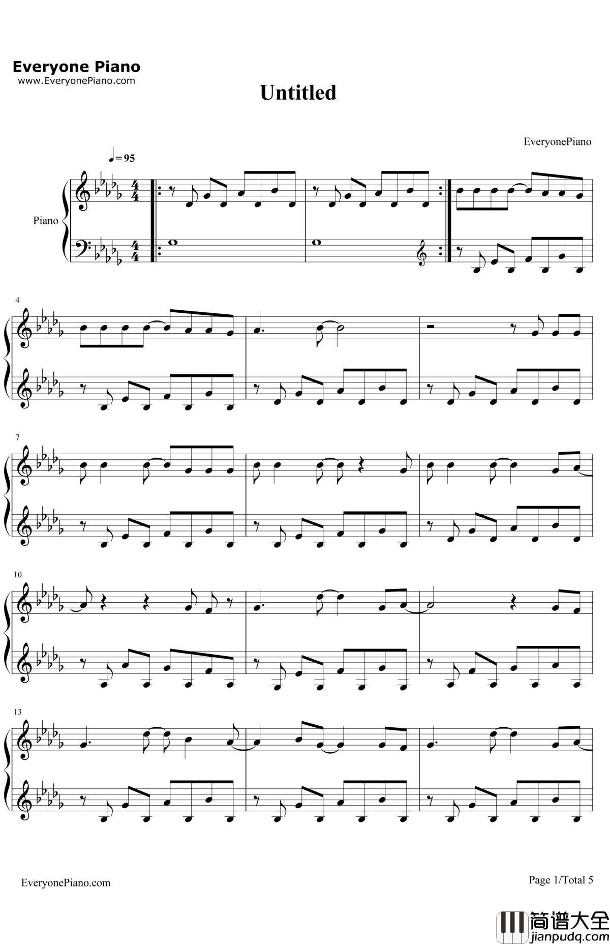 Untitled钢琴谱_SimplePlan_Untitled(HowCouldThisHappentoMe)