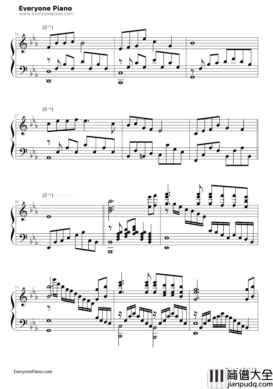 女人花完整版钢琴谱_梅艳芳_东方母亲主题曲