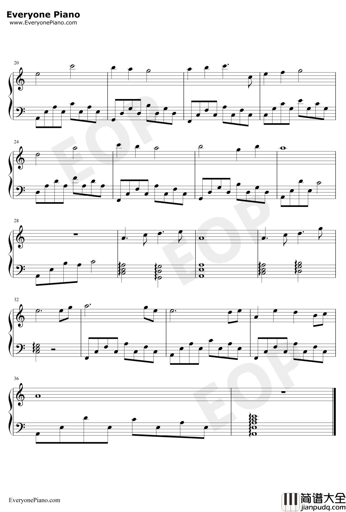 白映钢琴谱_高梨康治_火影忍者疾风传插曲