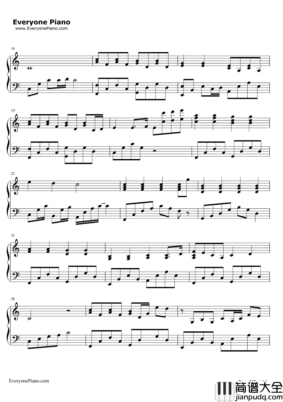 我真的受伤了钢琴谱_张学友_我真的受伤了