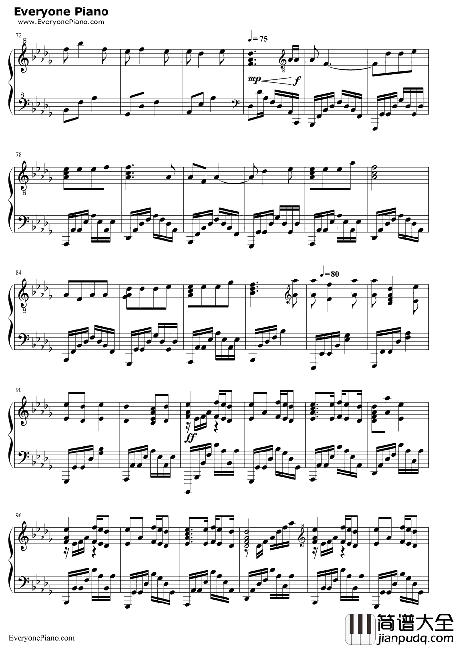 You钢琴谱_dai_寒蝉鸣泣之时OST