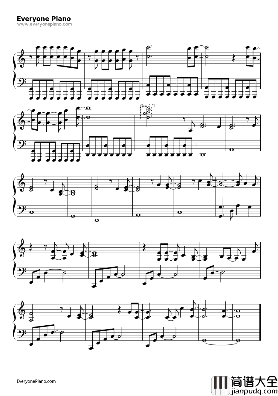 Alice钢琴谱_AvrilLavigne_爱丽丝_爱丽丝梦游仙境片尾曲