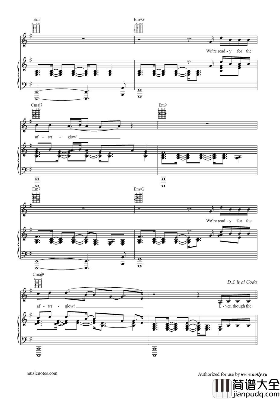 Afterglow钢琴谱_Wilkinson