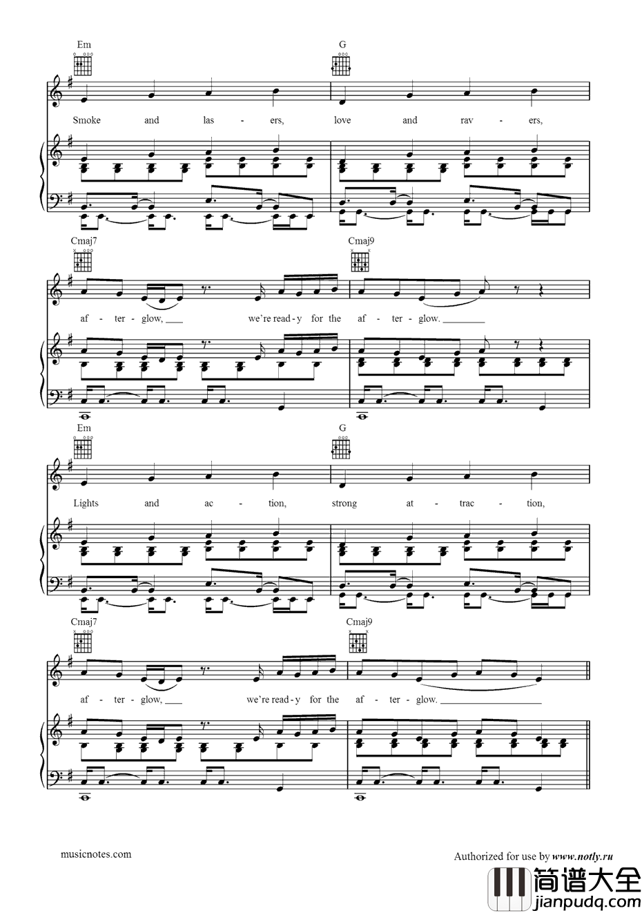 Afterglow钢琴谱_Wilkinson