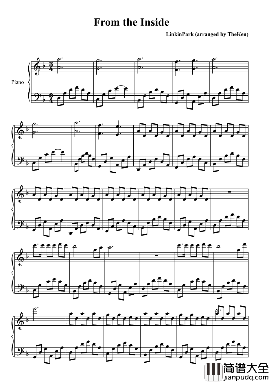 From_the_Inside钢琴谱_LinkinPark