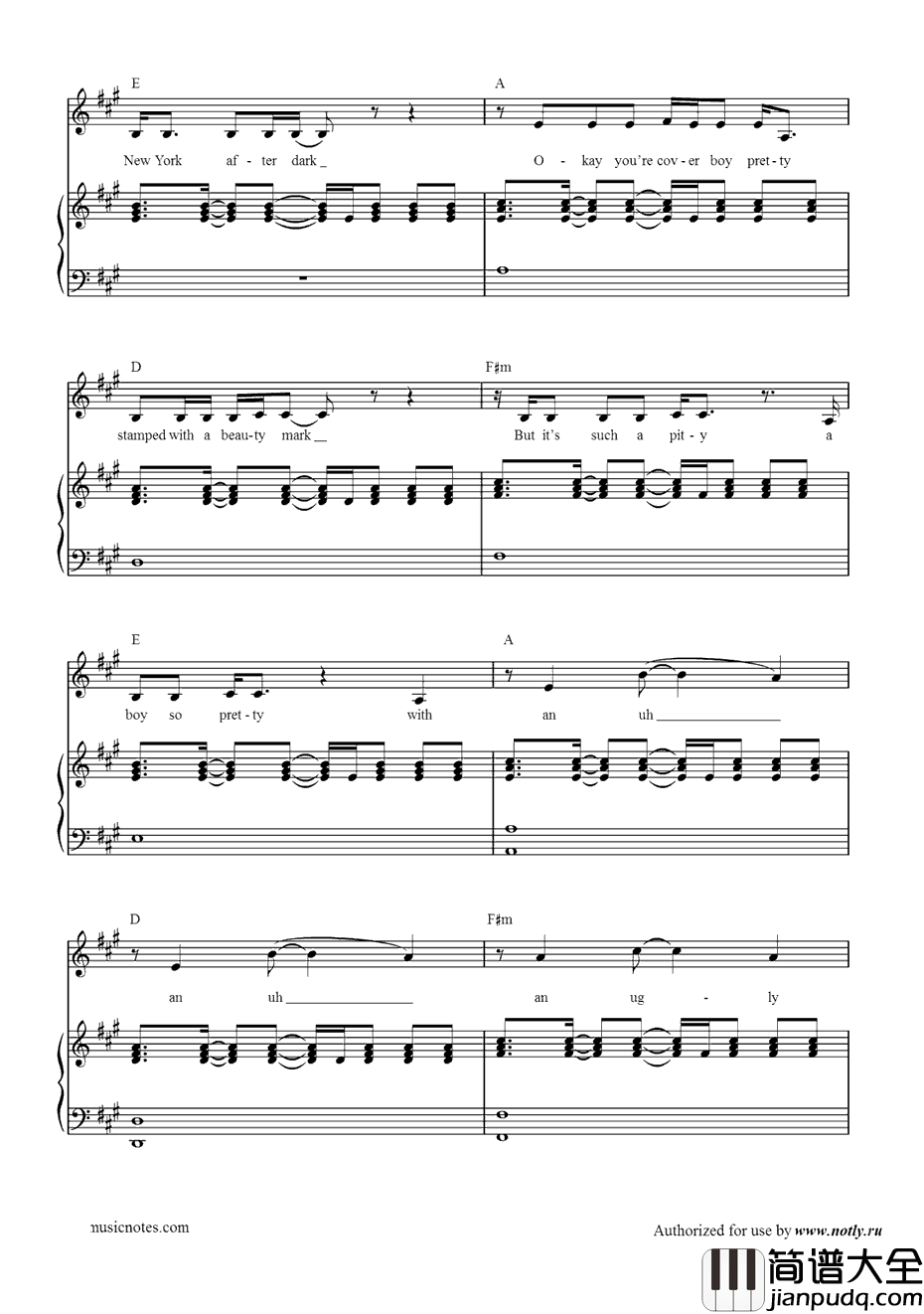 UglyHeart钢琴谱_G.R.L