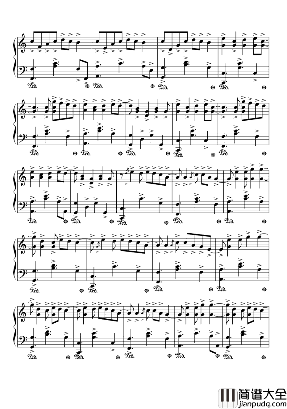 Wavin'Flag钢琴谱_K'Naan_飘扬的旗帜_南非世界杯主题推广曲