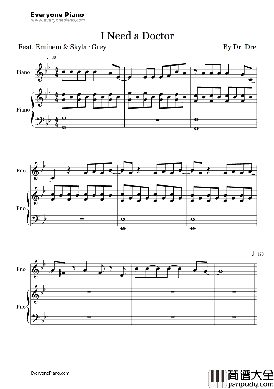 I_Need_a_Doctor钢琴谱_Dr.Dre