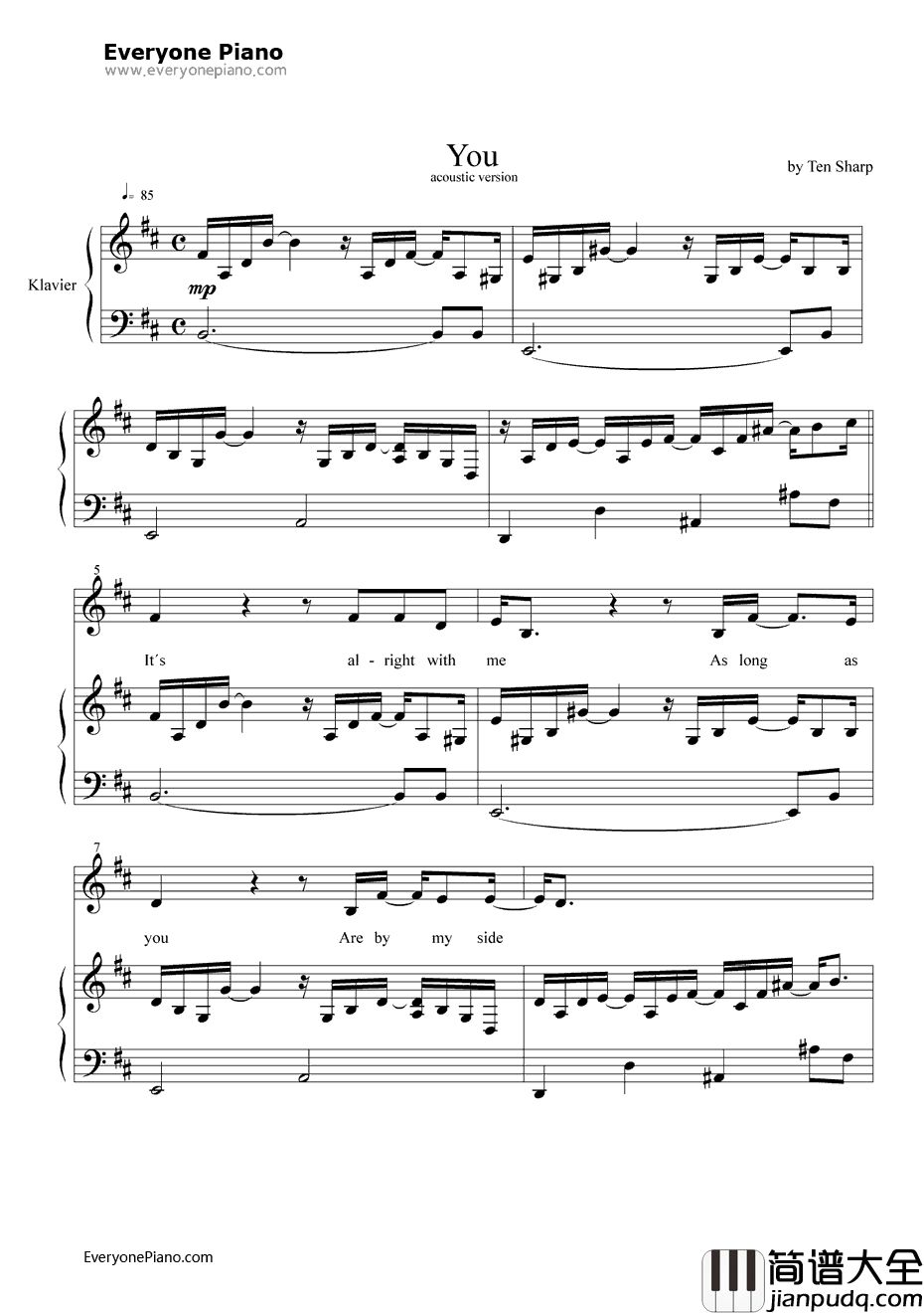 You钢琴谱_TenSharp