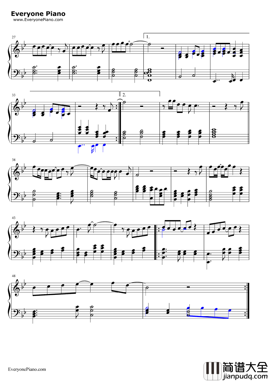 Love_Is_All_Around钢琴谱_WetWetWet