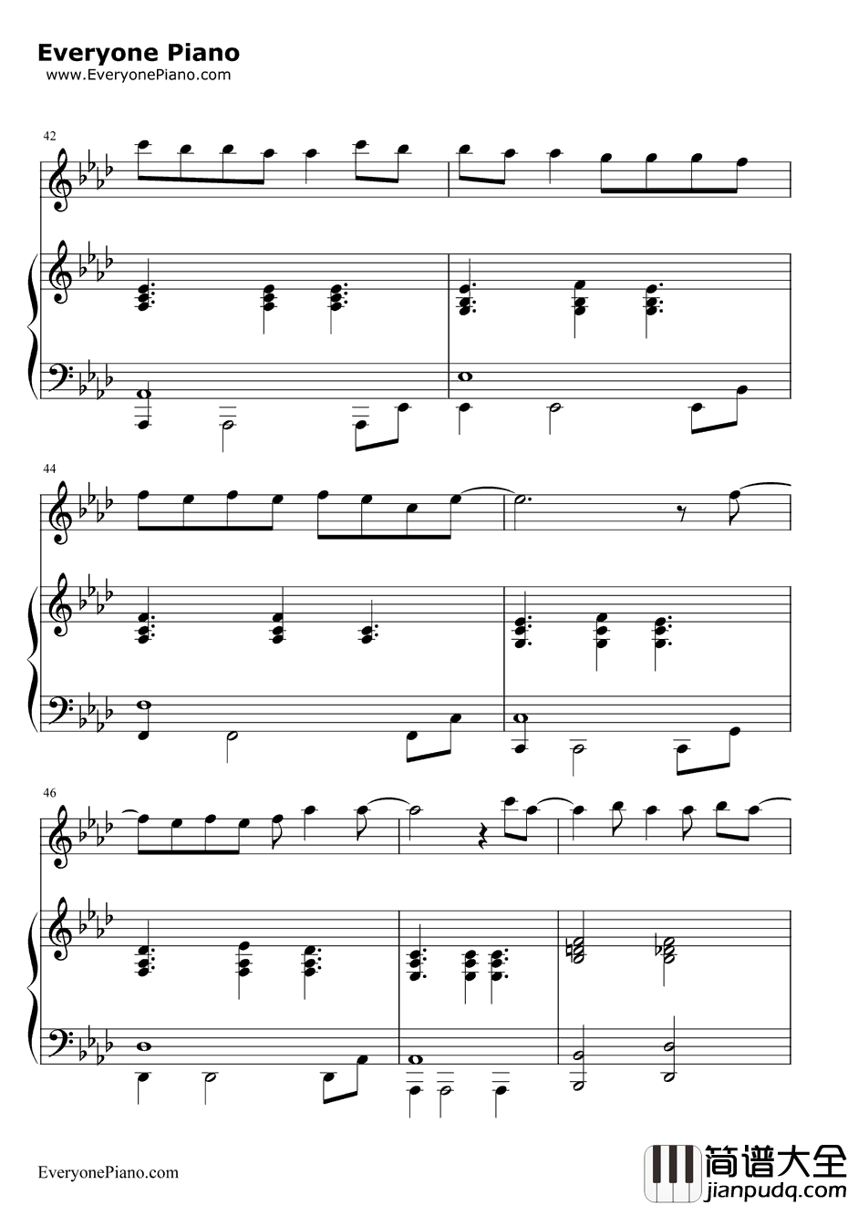 继续钢琴谱_刘若英AngelaAki_给15岁的自己_手纸～拝启十五の君へ～