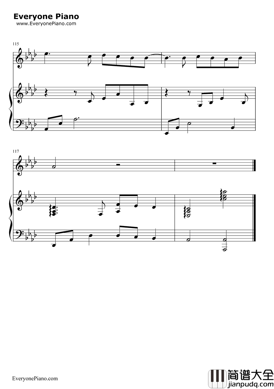 继续钢琴谱_刘若英AngelaAki_给15岁的自己_手纸～拝启十五の君へ～