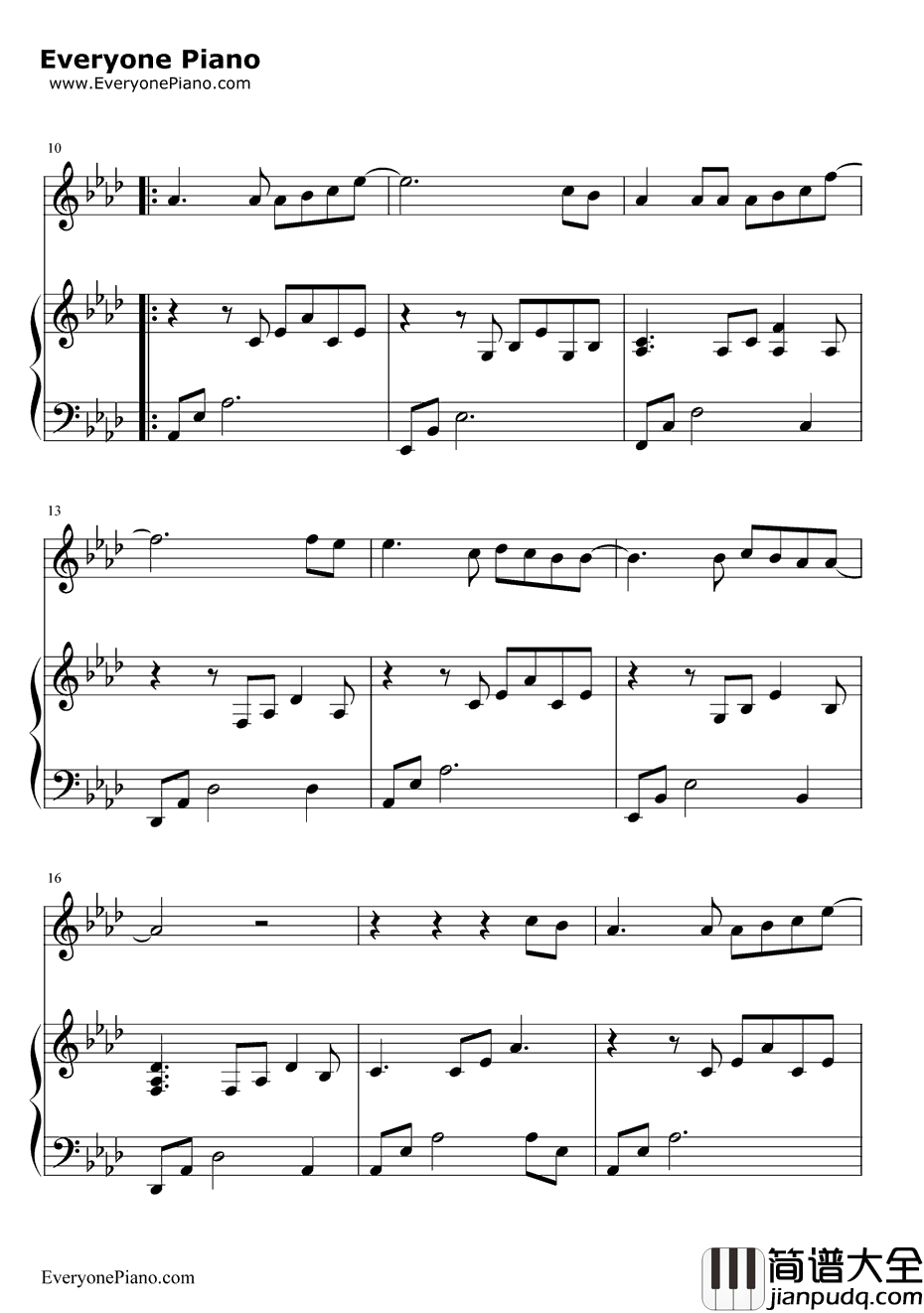 继续钢琴谱_刘若英AngelaAki_给15岁的自己_手纸～拝启十五の君へ～