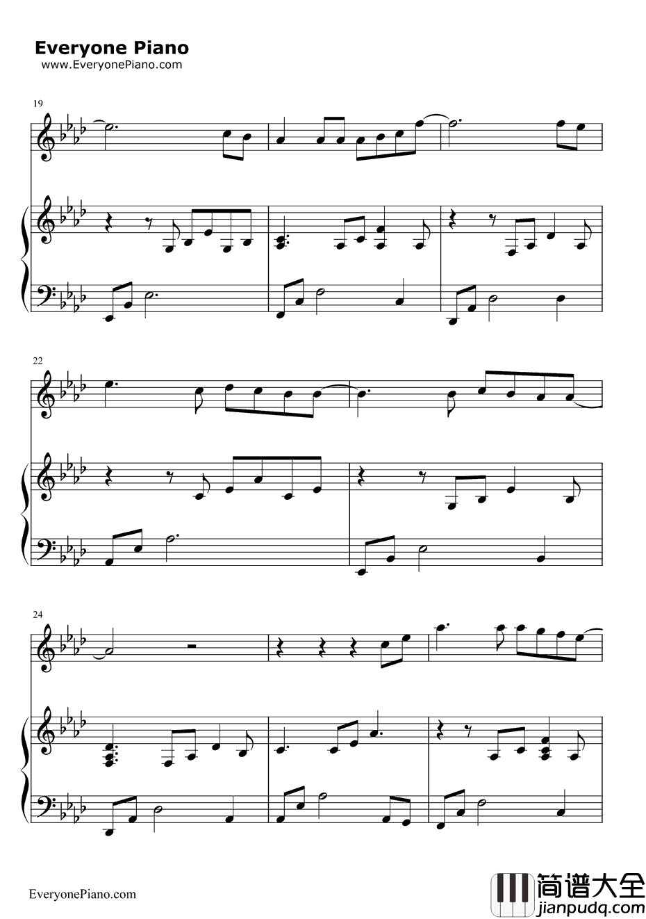 继续钢琴谱_刘若英AngelaAki_给15岁的自己_手纸～拝启十五の君へ～