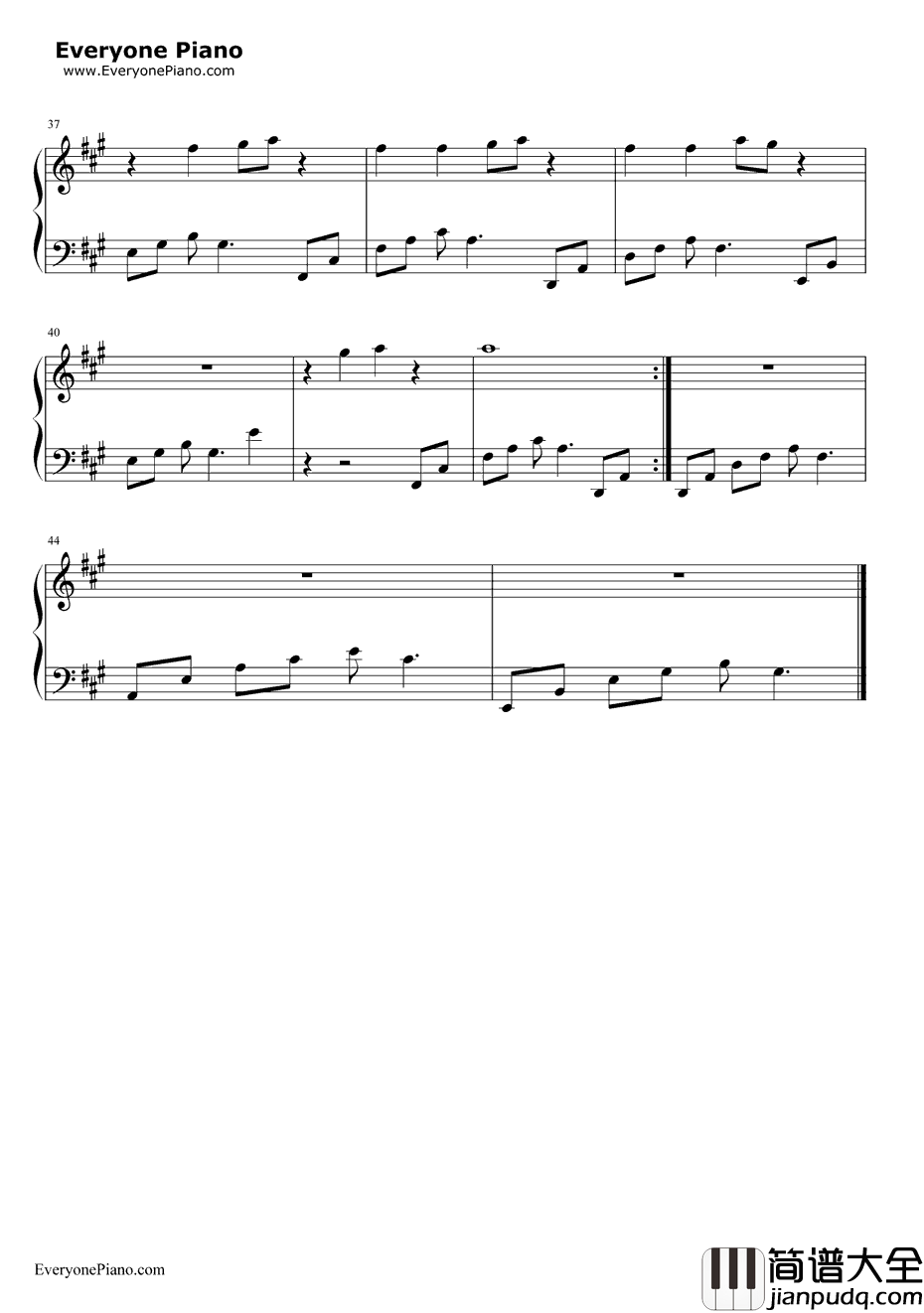 爱丫爱丫钢琴谱_By2